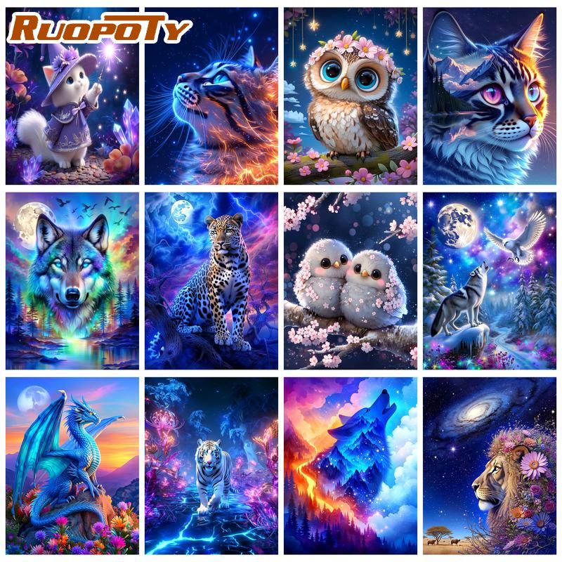 Art Craft Number - RUOPOTY Blue Dragon Painting By Numbers