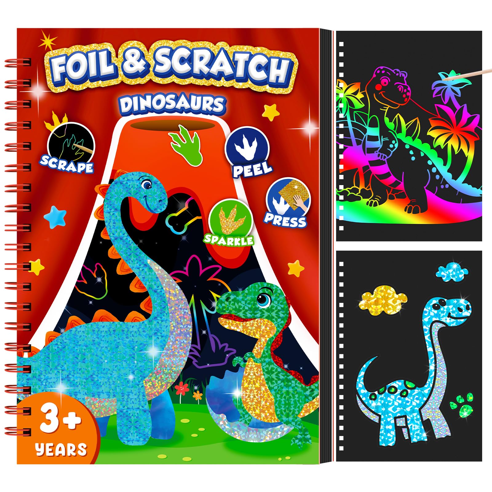 Art Craft Activities - Dinosaur Scratch Art Book for Kids