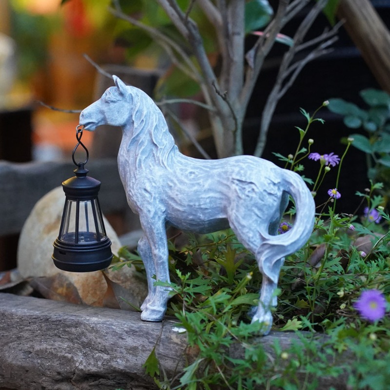 Art Craft Horse - Resin Statue Solar Light Horse Animal