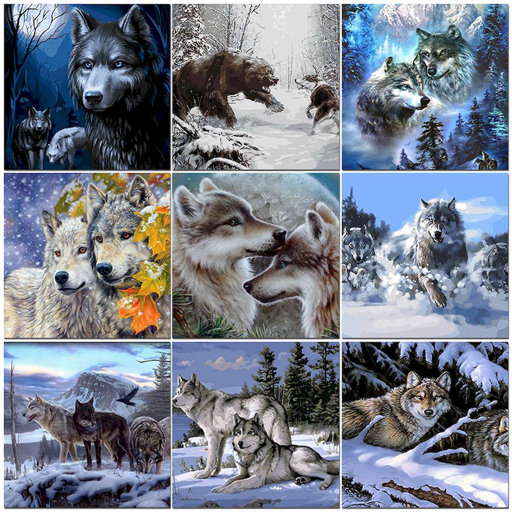 Art Craft Number - Painting By Numbers Wolf Oil Pictures