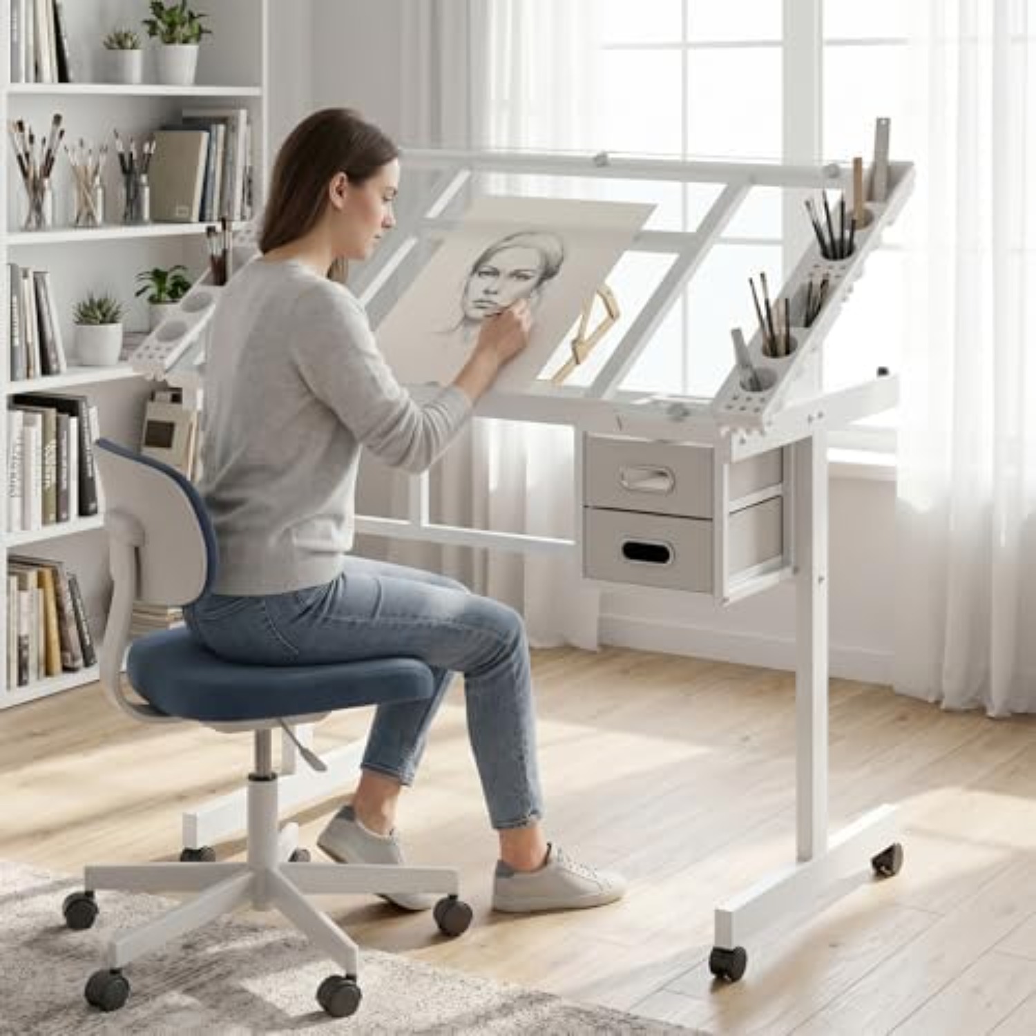 Art Craft & Architecture - Rolling Drafting Table Desk, Painting Table