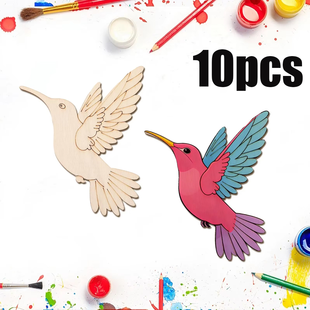 Art Craft & Architecture - 10pcs Unfinished Wood Animal Bird Cutouts,Wooden