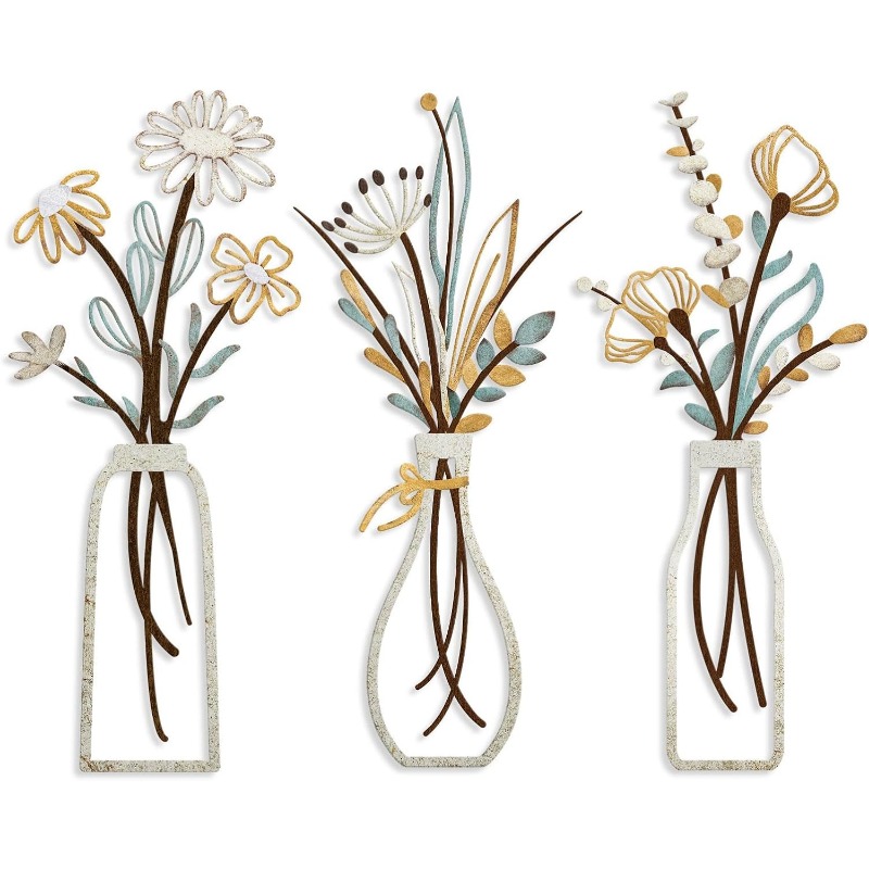 Art Craft Flower - 3pcs Metal Flowers Wall Decoration Crafts