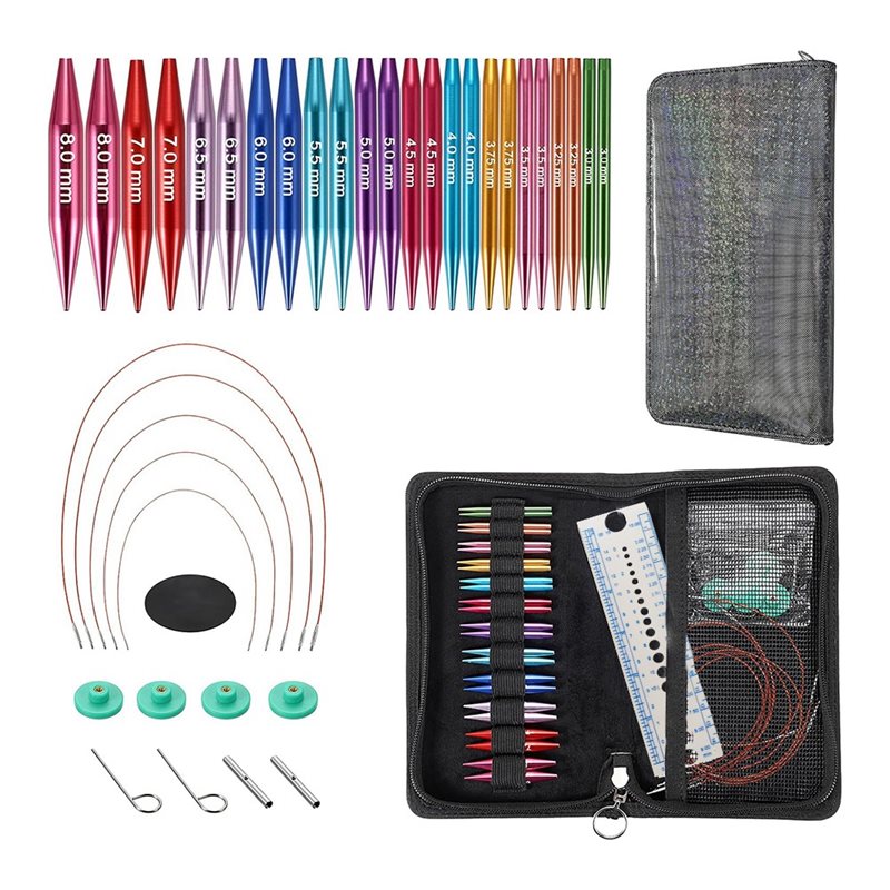Knitting Needle Circular - Short Interchangeable Knitting Needles Set, For