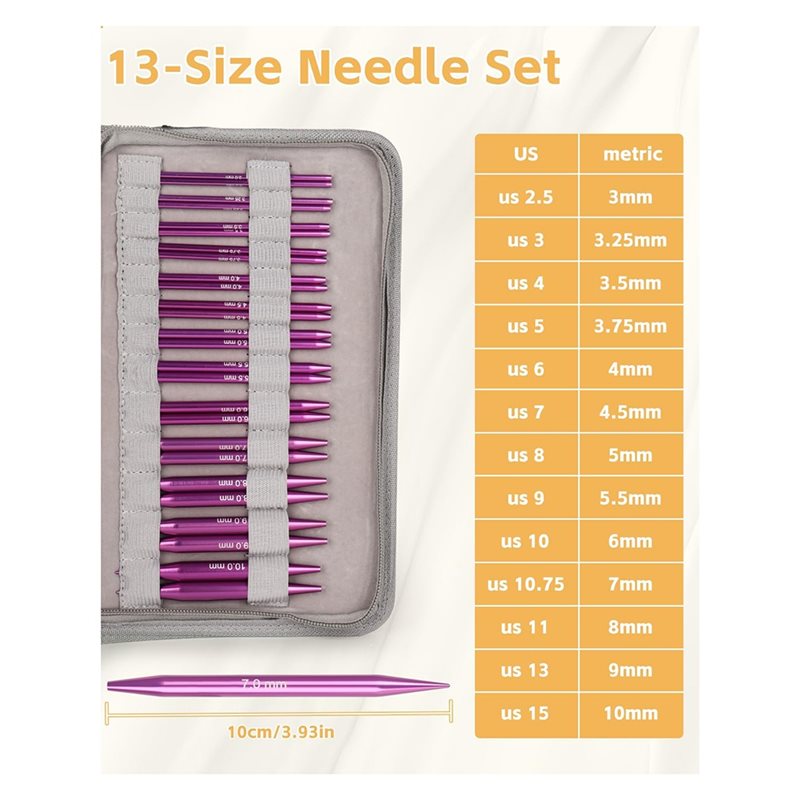 AT02-Leather Case Included 13  - огляд і ціна Knitting Needle Circular