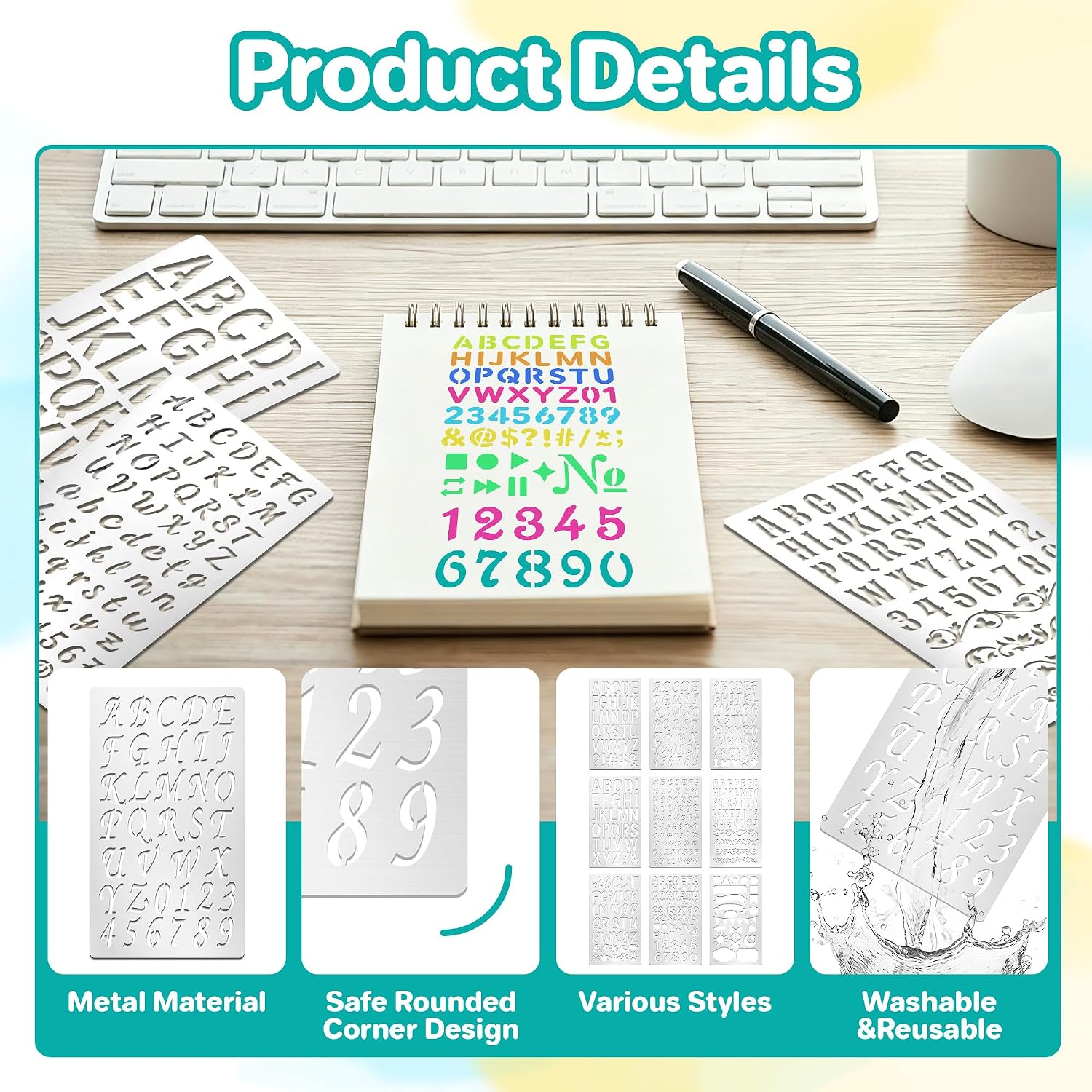 9Pcs Metal Letter Number Stenc - огляд і ціна Art Craft Number