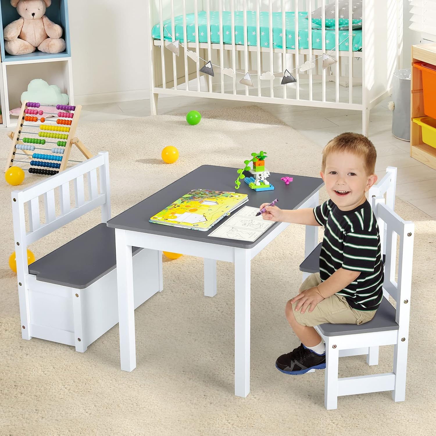 Wood Kids Table & Chair Set wi - огляд і ціна Art Craft Toddlers