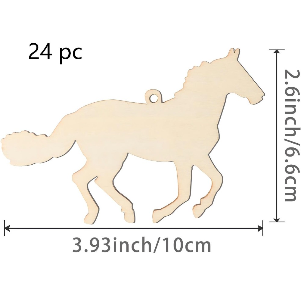24Pcs Unfinished Horse Wooden  - огляд і ціна Art Craft Horse