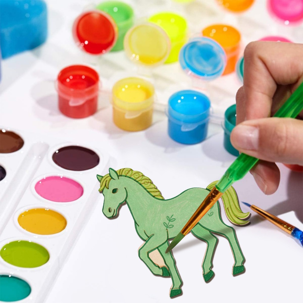 24Pcs Unfinished Horse Wooden  - огляд і ціна Art Craft Horse