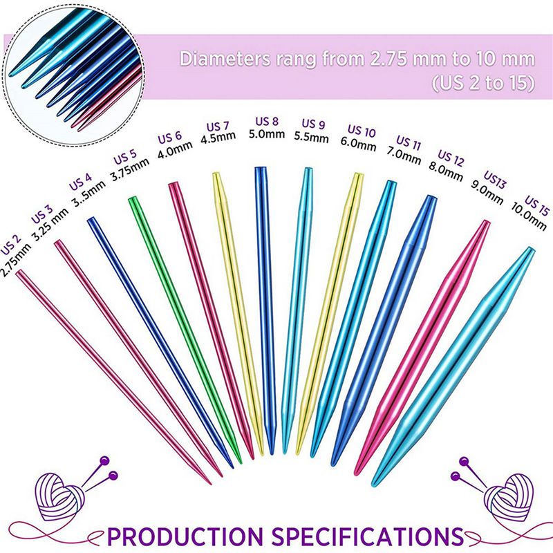 A27F-52 Pieces Aluminum Interc - огляд і ціна Knitting Needle Circular