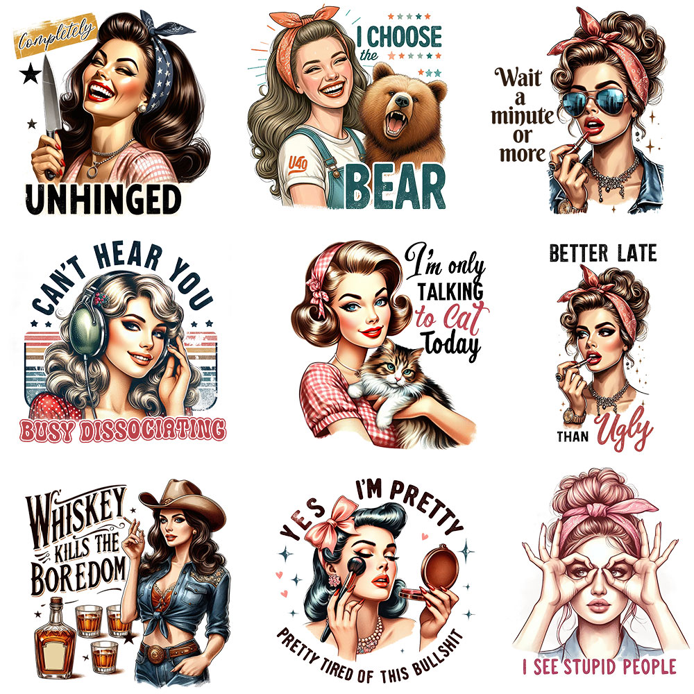 Funny Retro Girls Patches Heat - огляд і ціна Art Craft Quotes