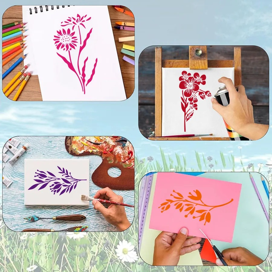 18 Pcs Flower Leaf Stencils Re - огляд і ціна Art Craft Activities