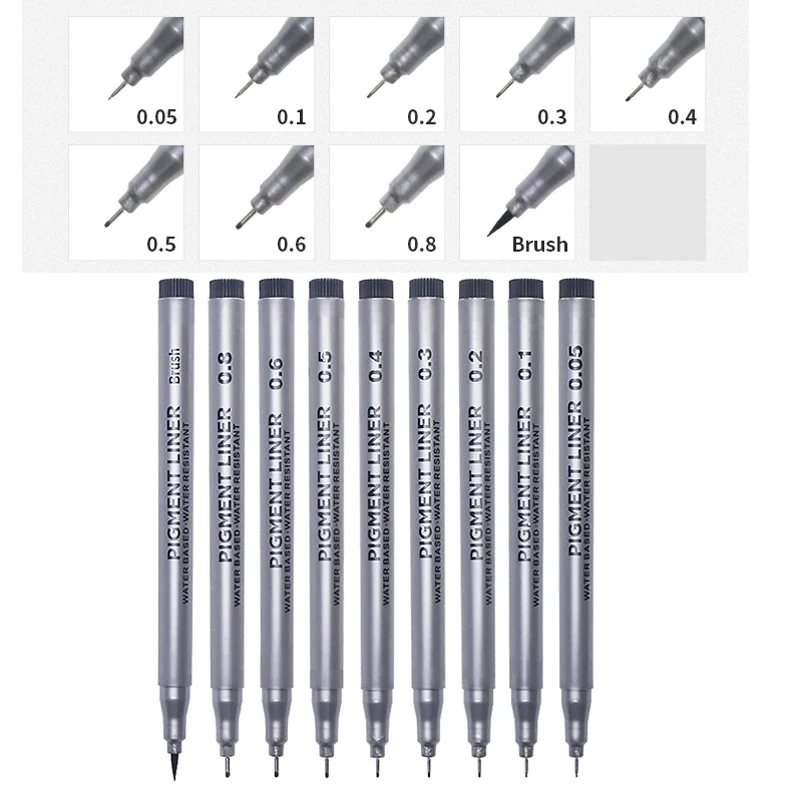 9Pcs/set Pigment Liner Micron  - огляд і ціна Calligraphy Pen Set