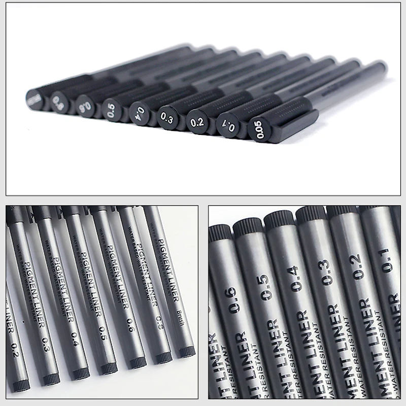 9Pcs/set Pigment Liner Micron  - огляд і ціна Calligraphy Pen Set