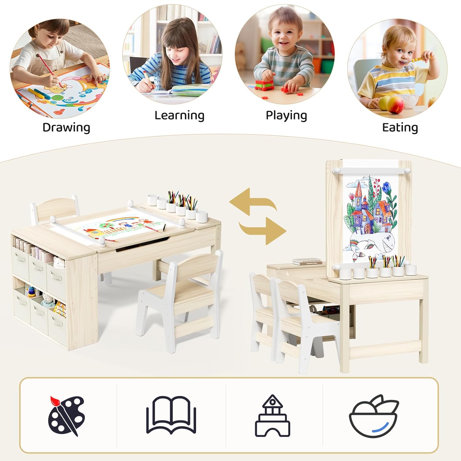 3 in 1 Kids Art Table and Chai - огляд і ціна Art Craft Toddlers