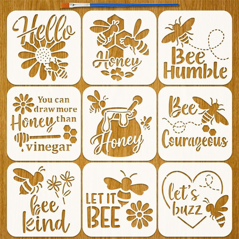 9Pcs Quotes Bee Honey Stencils - огляд і ціна Art Craft Quotes
